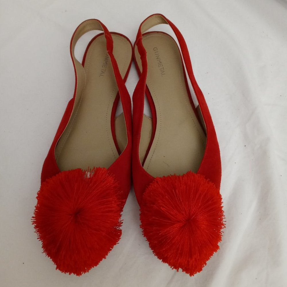 Gunmetal Red Slingback Flats 11